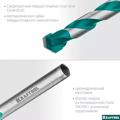 KRAFTOOL Keramo, 5 шт: 4-5-6-8-10 мм набор сверл по керамограниту с твердосплавной пластиной (29175-H5)