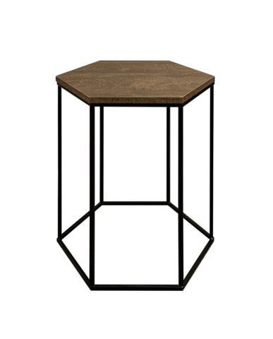 Столик журнальный/придиванный на металлическом каркасе ГЕКСАГОН, цвет столешницы красно-коричневый