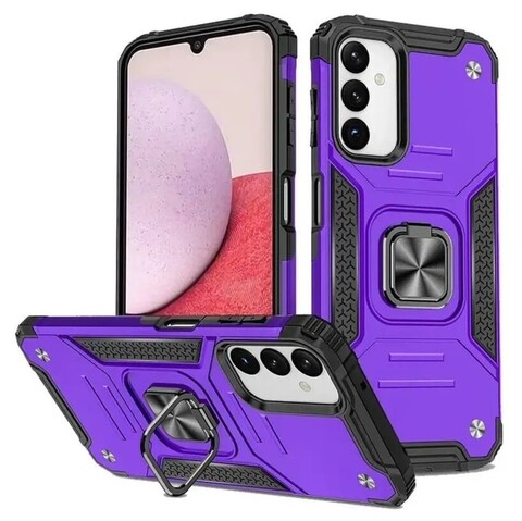 Противоударный чехол Strong Armour Case с кольцом для Samsung Galaxy A14 4G (Фиолетовый)