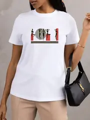 Футболка больших размеров с принтом силуэты девушек