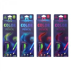 
          Карандаши цветные Yalong 12 цв., "Aurora series", деревянные, трехгранные, заточенные, грифель 3.0 мм, картон. уп., европодвес