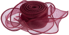 Лента органза с волнистым краем (4см*9,14м), Вишневый, 1 шт.