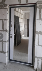 Входная металлическая дверь с зеркалом Бункер B-13 Веллюто верде / зеркало Макси ФЛЗ - 1 Бетон светлый