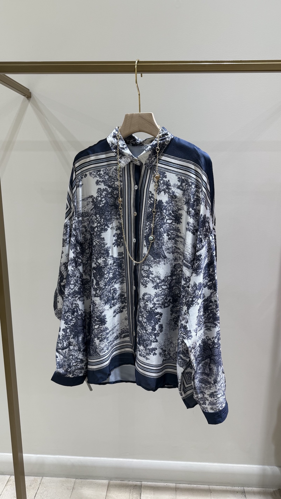 Рубашка с рисунком Toile de Jouy смесового шелка