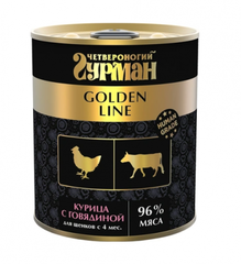 Четвероногий Гурман Golden консервы для щенков курица с говядиной в желе 340г