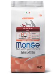 Корм для собак мини пород Monge Dog Speciality Line Monoprotein Extra Small, с лососем и рисом 2,5 кг