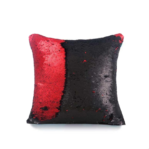 Наволочка для интерьерной подушки, с пайетками,двухцветная Оттенок: черно-красный