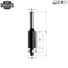 Фреза обгонная CMT с нижним подшипником S=8 D=9,5x12,7 K906-096