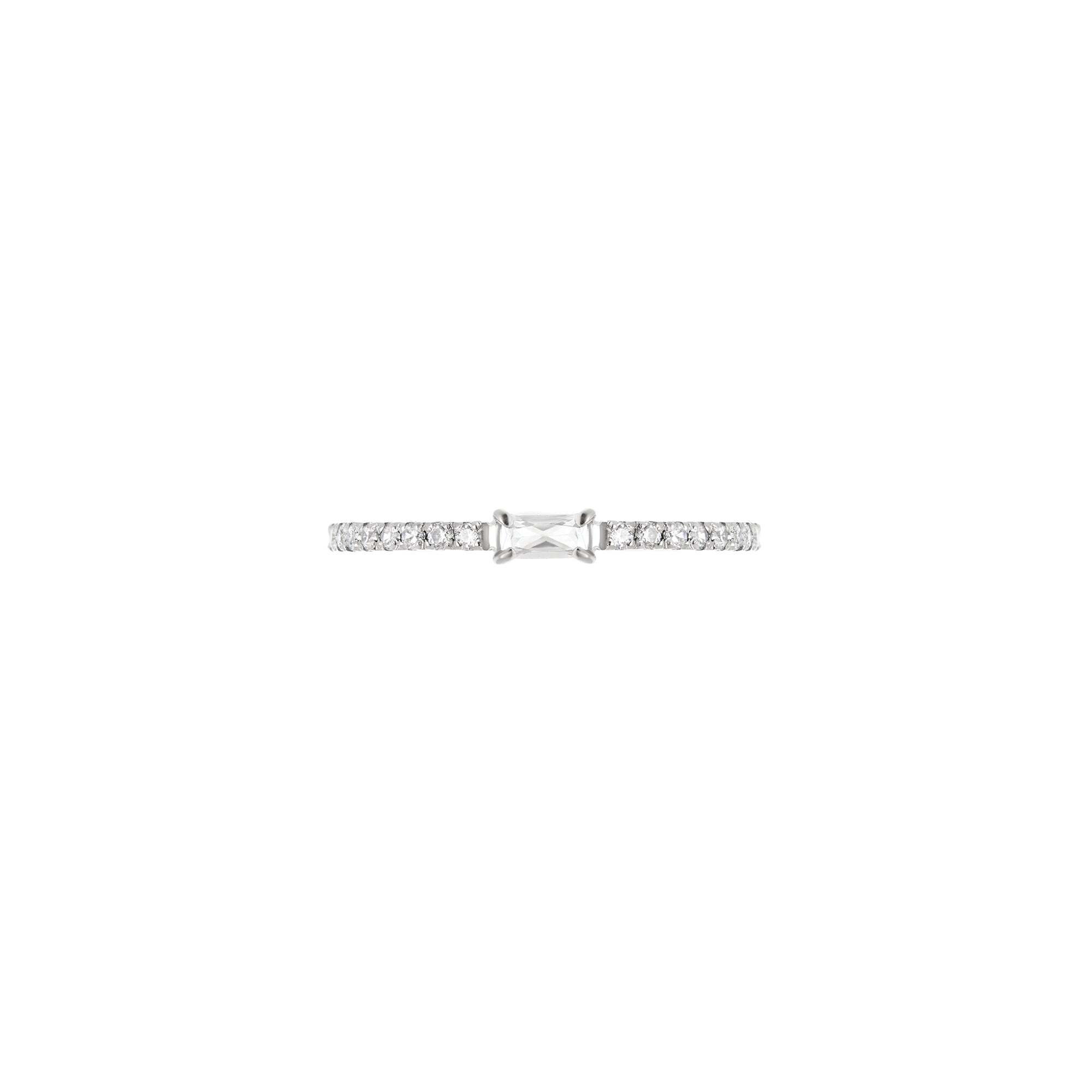 VIVA LA VIKA Кольцо Silver Thin Baguette Ring – Crystal