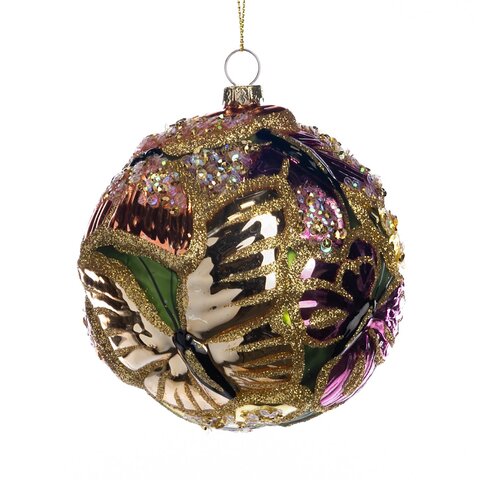 Шар с бабочками 12.5см Goodwill зеленый/золотой/пурпурный