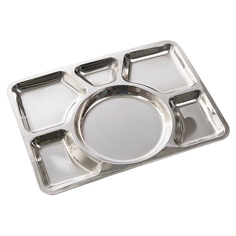 Kantinenplatte Edelstahl m. 6 Fächern