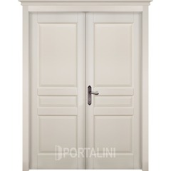 Купить Межкомнатная двустворчатая дверь массив ольхи Валенсия эмаль слоновая кость глухая