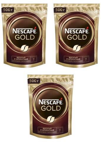 купить Комплект кофе растворимый Nescafe Gold, 500 г пакет х 3 шт