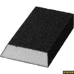 STAYER P80, 100 x 68 x 42 x 26 мм, водостойкая, четырехсторонняя угловая шлифовальная губка (3561-080)