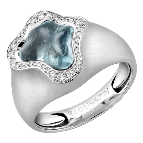 Кольцо с Аквамарином и Бриллиантами, R0030-56/1