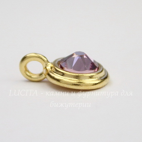 Подвеска TierraCast со стразом "Light Amethyst" (цвет-золото) 17х12 мм