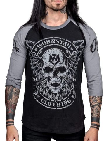 Wornstar | Реглан мужской VENGEANCE RAGLAN TEE W109 перед с серыми рукавами