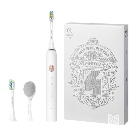 Зубная щетка электрическая Xiaomi Soocas X3U White Limited Edition Facial (с насадкой для чистки лица) (Белый, подарочная упаковка)