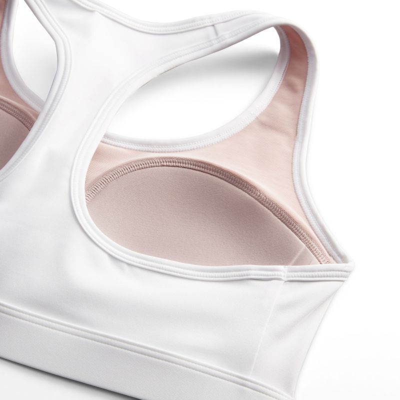 Swoosh Medium Support Bra - White/Stone Mauve/Black