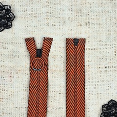 Молния спираль скрытая, Т5, L 77 см, чёрный с оранжевым