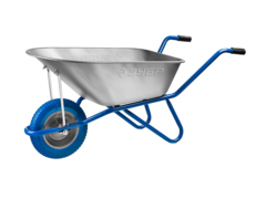 ЗУБР ПТ-100, 90 л, 180 кг, одноколесная, полиуретановое колесо, садовая тачка, Профессионал (39901)