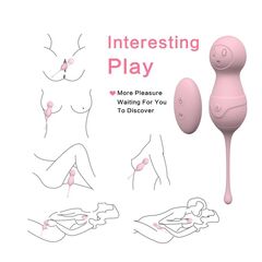 Нежно-розовые вагинальные шарики VAVA с пультом ДУ - 