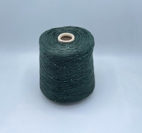 Filati Naturali (пр.Италия),art-Lino, 380м/100гр, 100%Лен+пайетки, цвет-Бутылочно-зеленый, арт-28087
