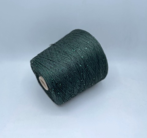 Filati Naturali (пр.Италия),art-Lino, 380м/100гр, 100%Лен+пайетки, цвет-Бутылочно-зеленый, арт-28087