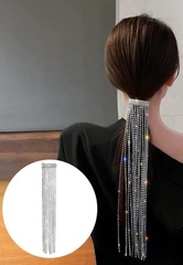 Z043- Заколка для волос на хвост из страз с длинными подвесками