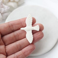 Подвеска Птица голубь, белый, L, 50*30 мм, S023