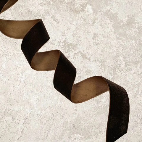 Лента бархатная 2,5 см  шоколадный №120 (1метр)