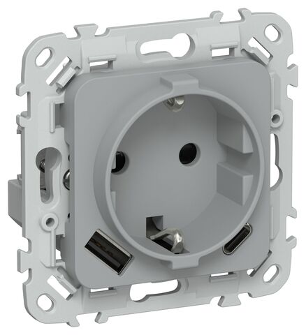 FLITE Роз.с з/к/ш 16А USB AC 20Вт б/к РСЮшс11-1-ФлС сер. IEK