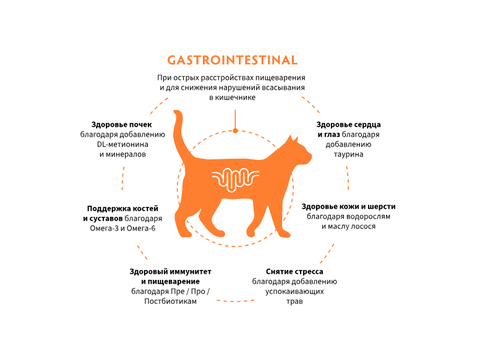 GRANDORF GASTROINTESTINAL сухой корм для кошек / при острых расстройствах пищеварения (2 кг)
