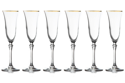 Набор бокалов для шампанского 6шт 150мл Le Stelle Gemma золото