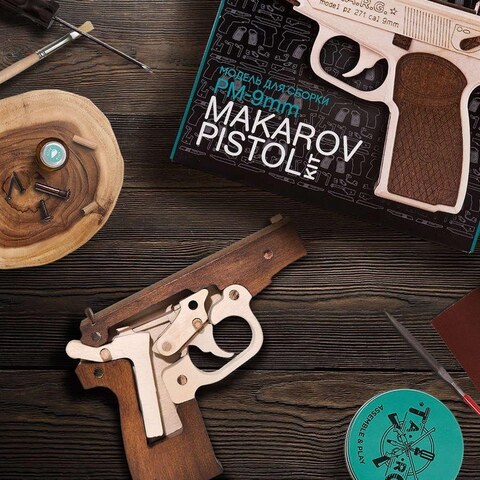 Пистолет Макарова PM-9mm от TARG - деревянный конструктор, сборная модель, 3d пазл