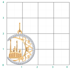 3330 - Мусульманская подвеска круглая из золота 585 пробы