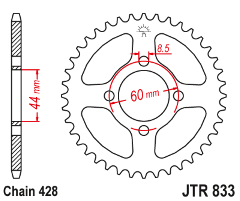 Звезда ведомая для мотоцикла JTR833.49