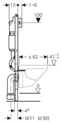 Geberit Duofix Платтенбау 458.125.21.1 UP100 инсталляция H112 для унитаза с кнопкой Delta 51