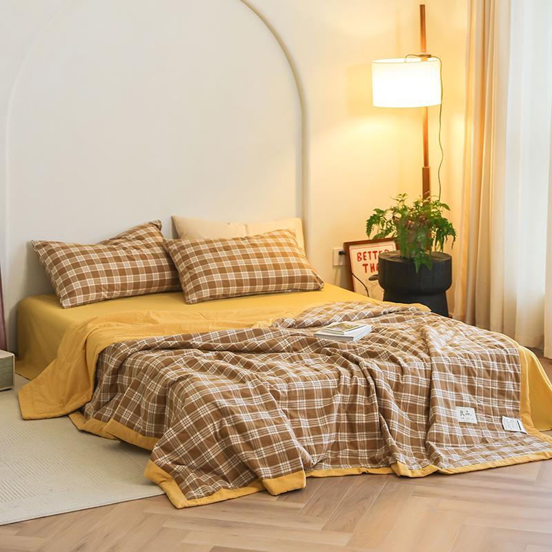 Постельное белье с летним одеялом, Хлопок полуторка коричневый