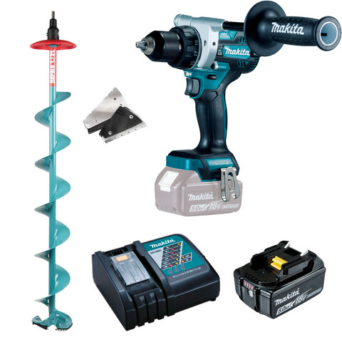 Аккумуляторная дрель-шуруповёрт Makita DDF486Z + акк. + з/у + ледобур