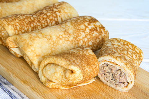 Блины с печенью и луком