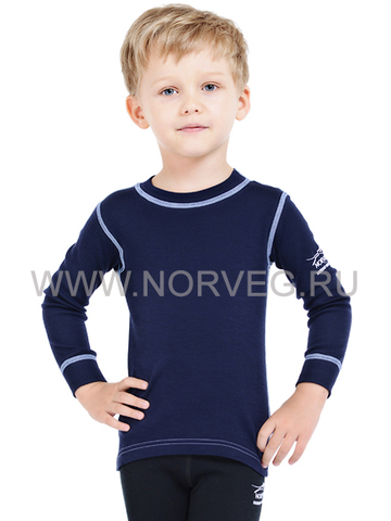 Терморубашка из шерсти мериноса Norveg Soft Dark Blue детская