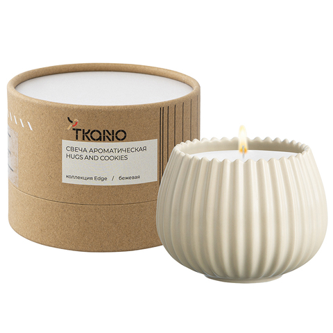 Свеча ароматическая Tkano Edge Hugs and Cookies бежевая 30ч