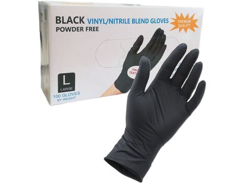 Wally Plastic Перчатки нитровиниловые черные, 50 пар,размер L