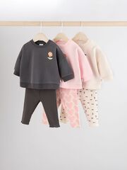 Толстовка и легинсы в комплекте для малышей Next Q94-955, Розовый, Серый