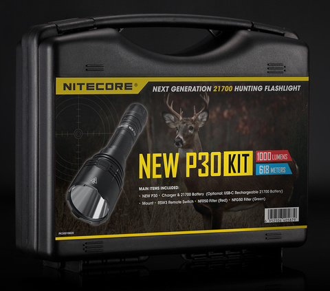 Фонарь ручной Nitecore P30 New Kit черный лам.:светодиод. 18650/CR123x1