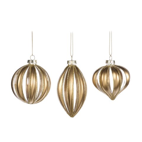 Шарик 8см Goodwill полосатый с золотом и белым в ассортименте