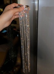 Z043- Заколка для волос на хвост из страз с длинными подвесками