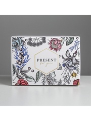 Коробка самосборная одиночная Прямоугольник, 21*15*7 см, «Цветы», 1 шт.