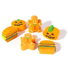 
          Ластик Alingar "Гамбургер,пряничный человек,тыква хэлоуин", синтетический каучук, фигурный, цвет ассорти, 25х25х10 мм, пластиковая банка